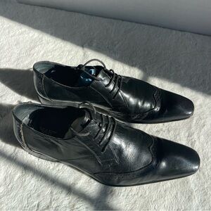 MARTELLO Black Leather Men's Dress Shoes Size 39 (US 6.5 )